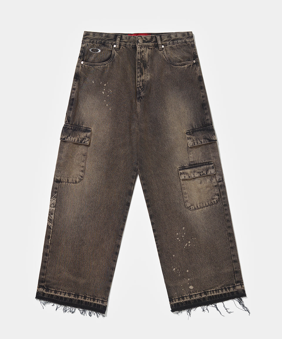 Distressed Denim Pants - Khaki